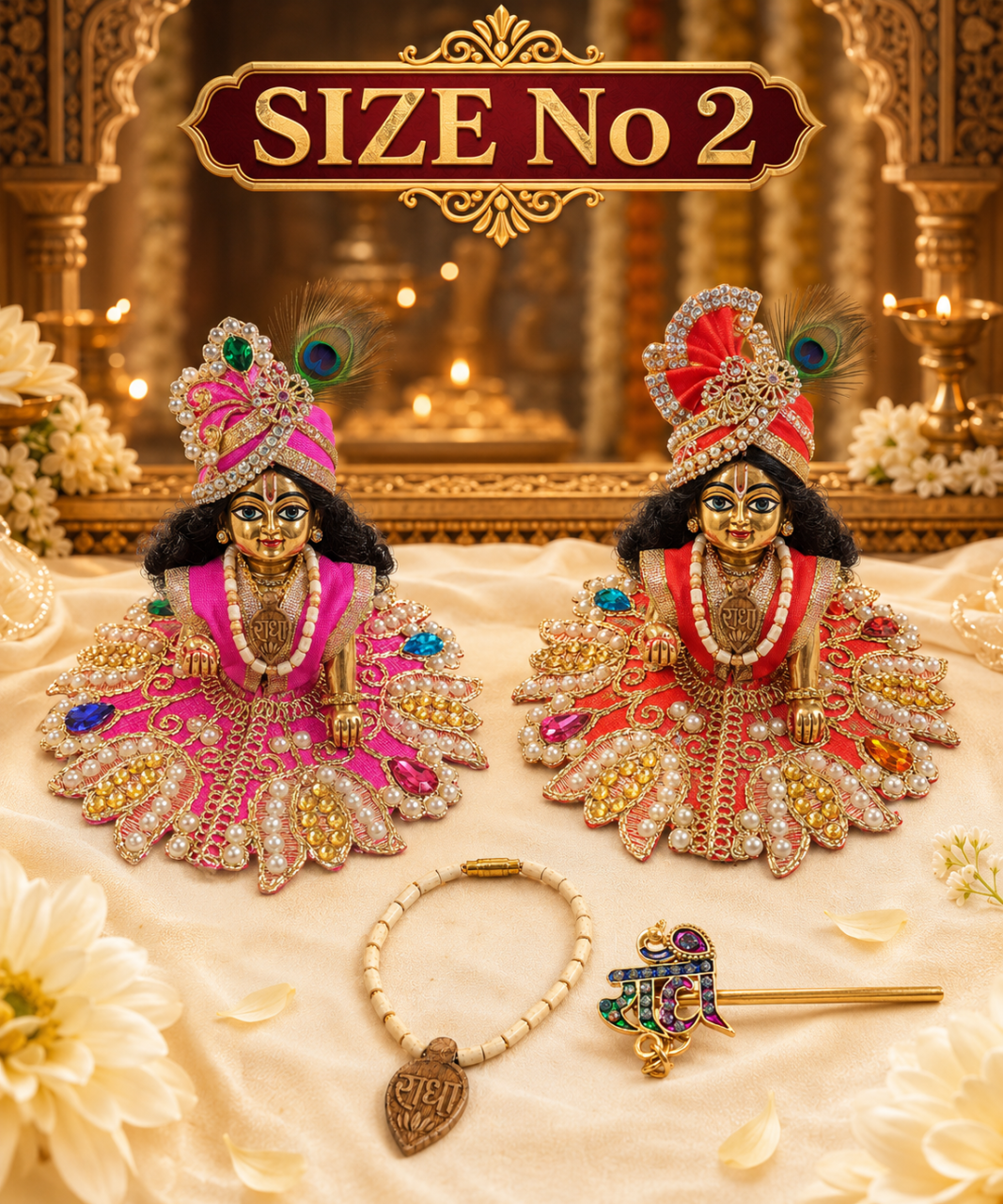 Laddu Gopal 2 Dresses and Size 2, with Free Murli & One Orignal Tulsi Mala Dress