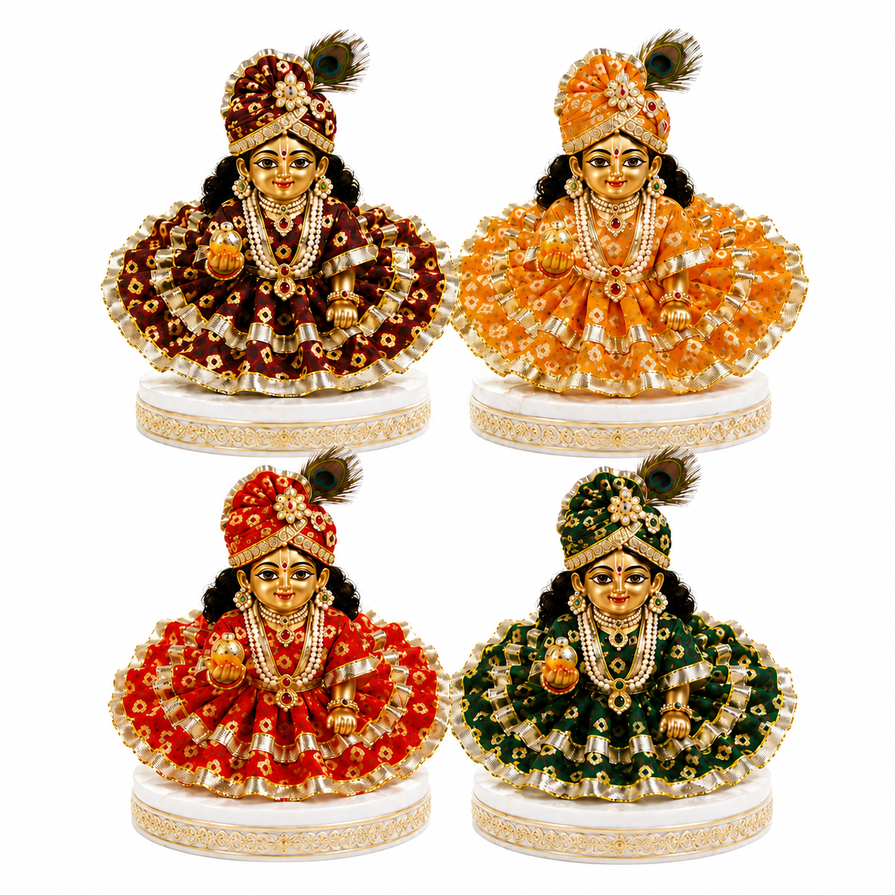 Premium Jaipuri Style Laddu Gopal Dresses Size 3&4 , Pack of 4