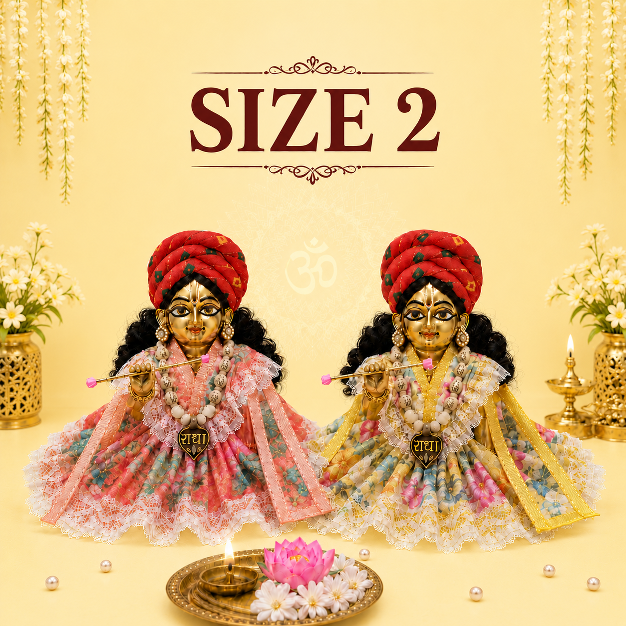 Laddu Gopal 2 Dresses Size 2,with Free Murli & One Tulsi Mala,one pagadi