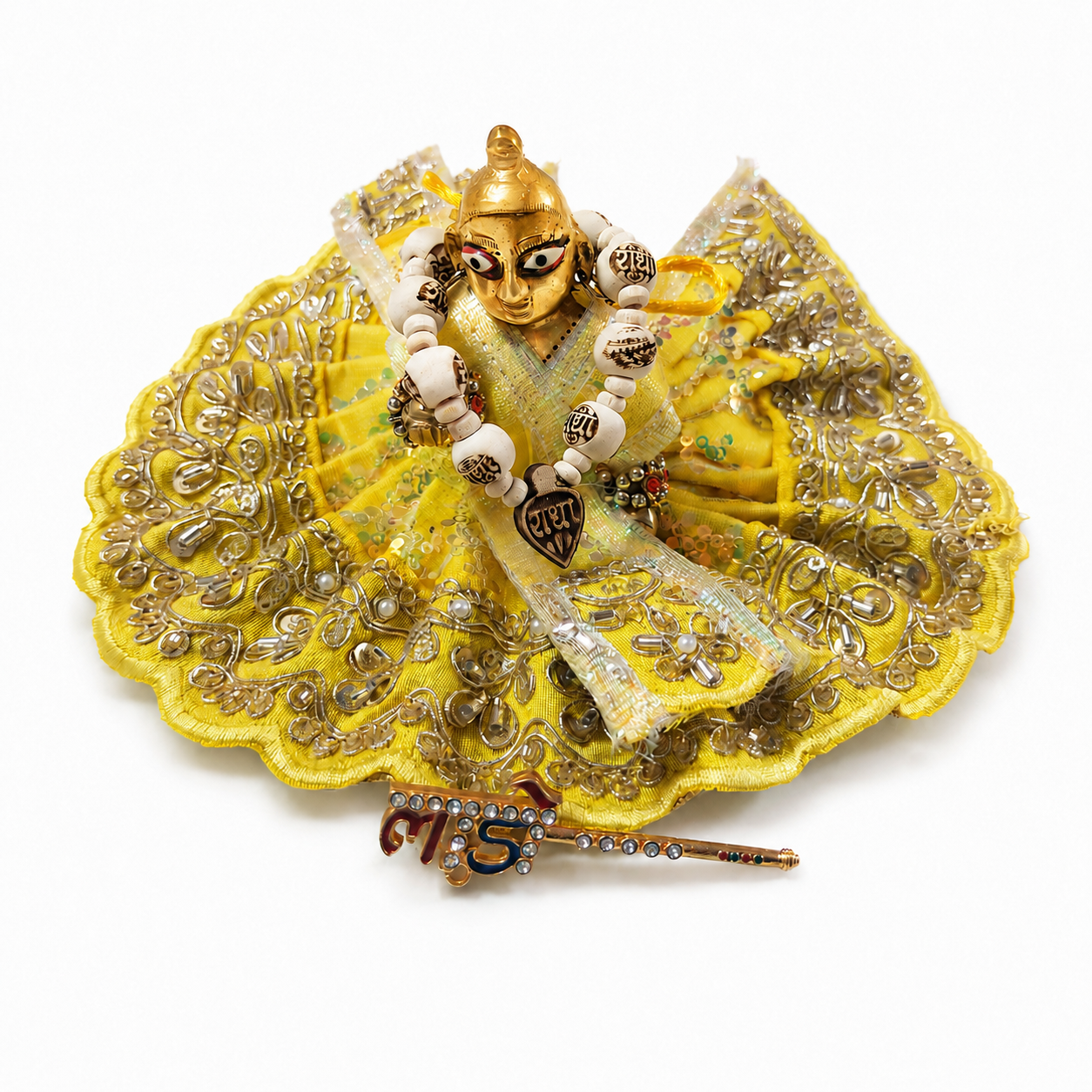 Laddu Gopal Designer Dress Pack of 4, Size 2&3, Free Tulsi Mala & Murli