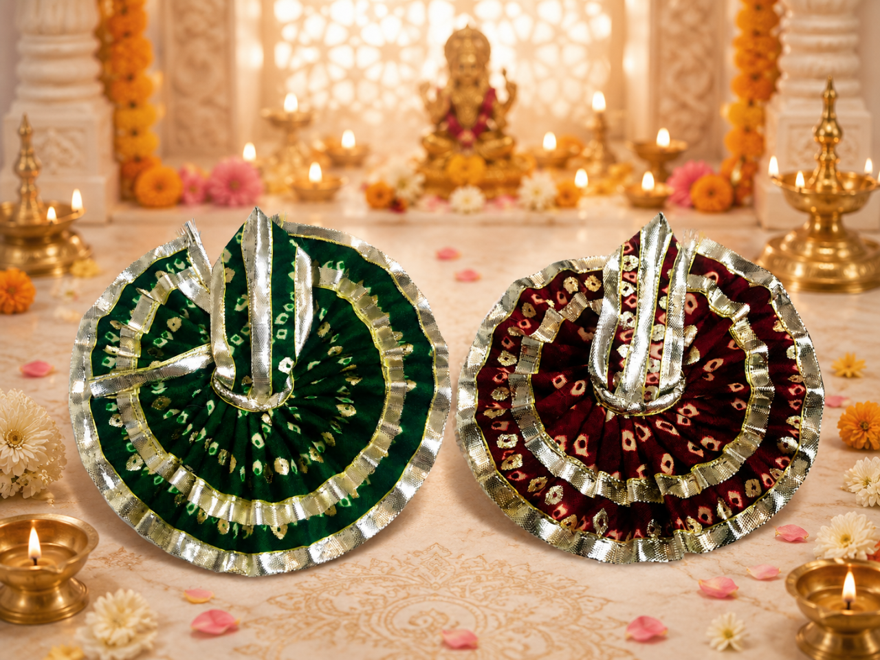 Jaipuri Laddu Gopal 2 Dresses Free one itter,Tulsi mala & murli