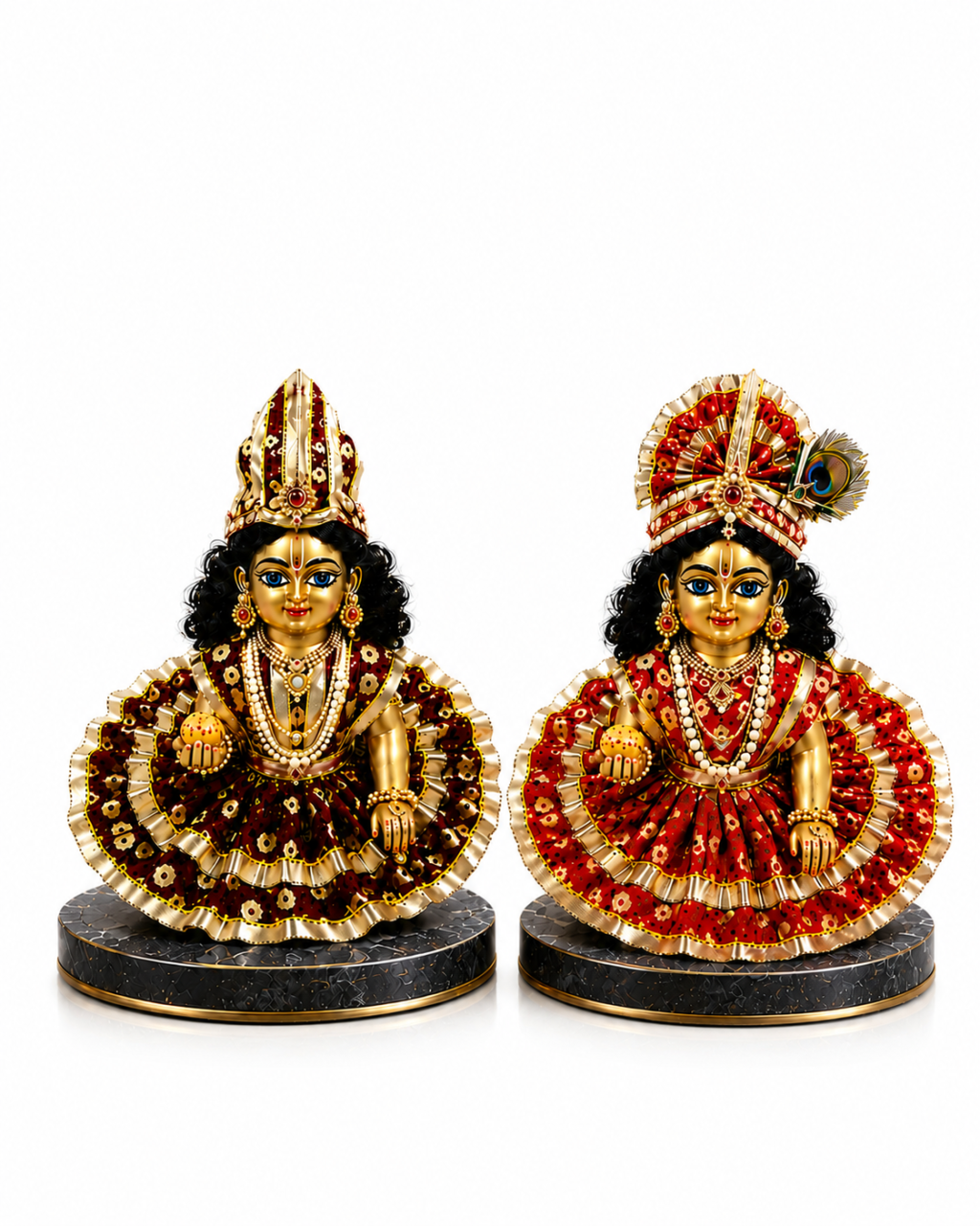 Jaipuri Print Premium Laddu Gopal 2 Dresses Size 2, with Free vaijanti mala