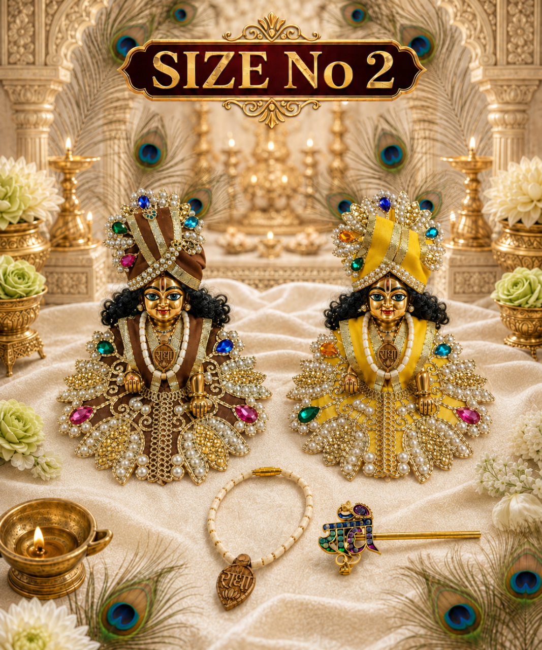 Laddu Gopal 2 Dresses and Size 2, with Free Murli & One Orignal Tulsi Mala Dress